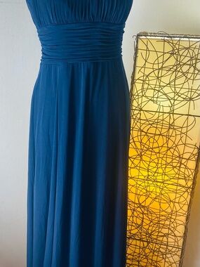 Signature by Sangria Deep Navy Blue Pleated Empire Maxi Dress